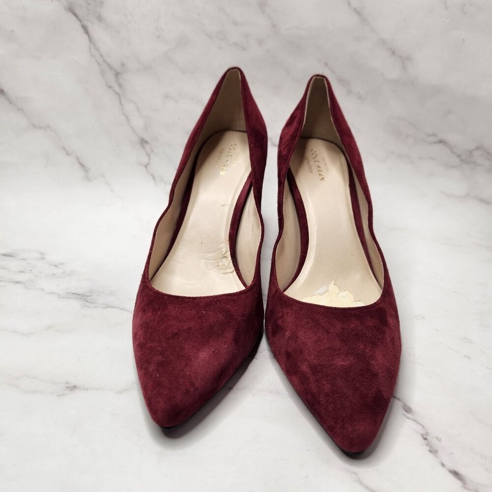 Cole Haan Grand OS Signature Maroon Velvet Stiletto Heels Pumps Women's 10 - Picture 3 of 11